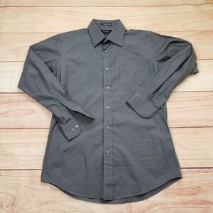 Angelo Rossi Shirt Womens 15.5 32-33 Gray Long Sleeve Button Down Cotton Blend‎